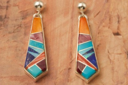 Calvin Begay Genuine Spiny Oyster Shell Sterling Silver Earrings